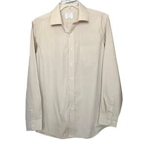 BESPOKE LONG BARREL CUFF SLV BUTTON DOWN SHIRT, MENS, L, 16-16.5 (36/37), BEIGE